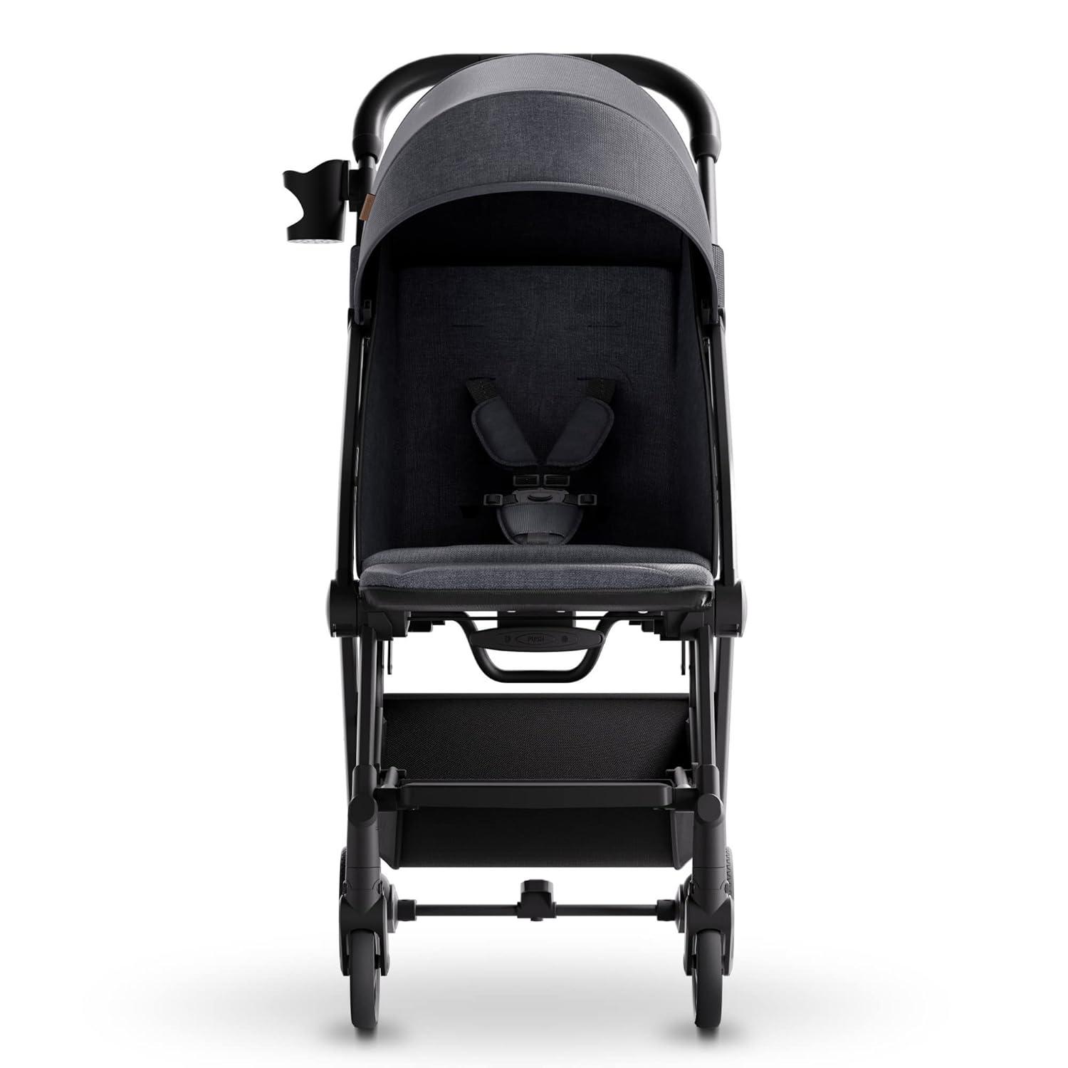 imageMompush Lithe V2 Lightweight Travel Stroller Compact Foldable Baby Stroller with Travel Bag OneHand Fold Stroller Snack Tray Mechanical Recline Seat AirplaneReady UPF 50 Canopy ampamp Rain CoverGrey