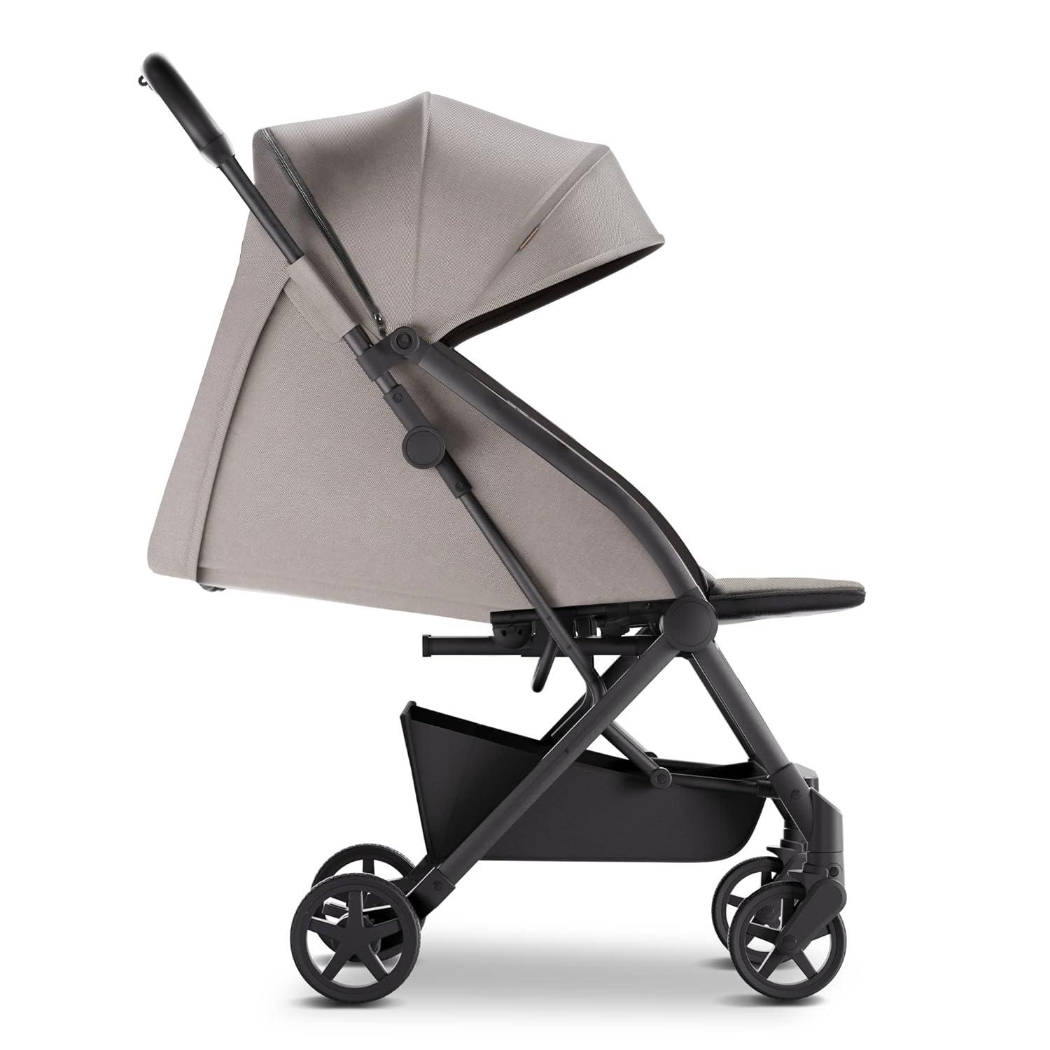 imageMompush Lithe V2 Lightweight Travel Stroller Compact Foldable Baby Stroller with Travel Bag OneHand Fold Stroller Snack Tray Mechanical Recline Seat AirplaneReady UPF 50 Canopy ampamp Rain CoverKhaki