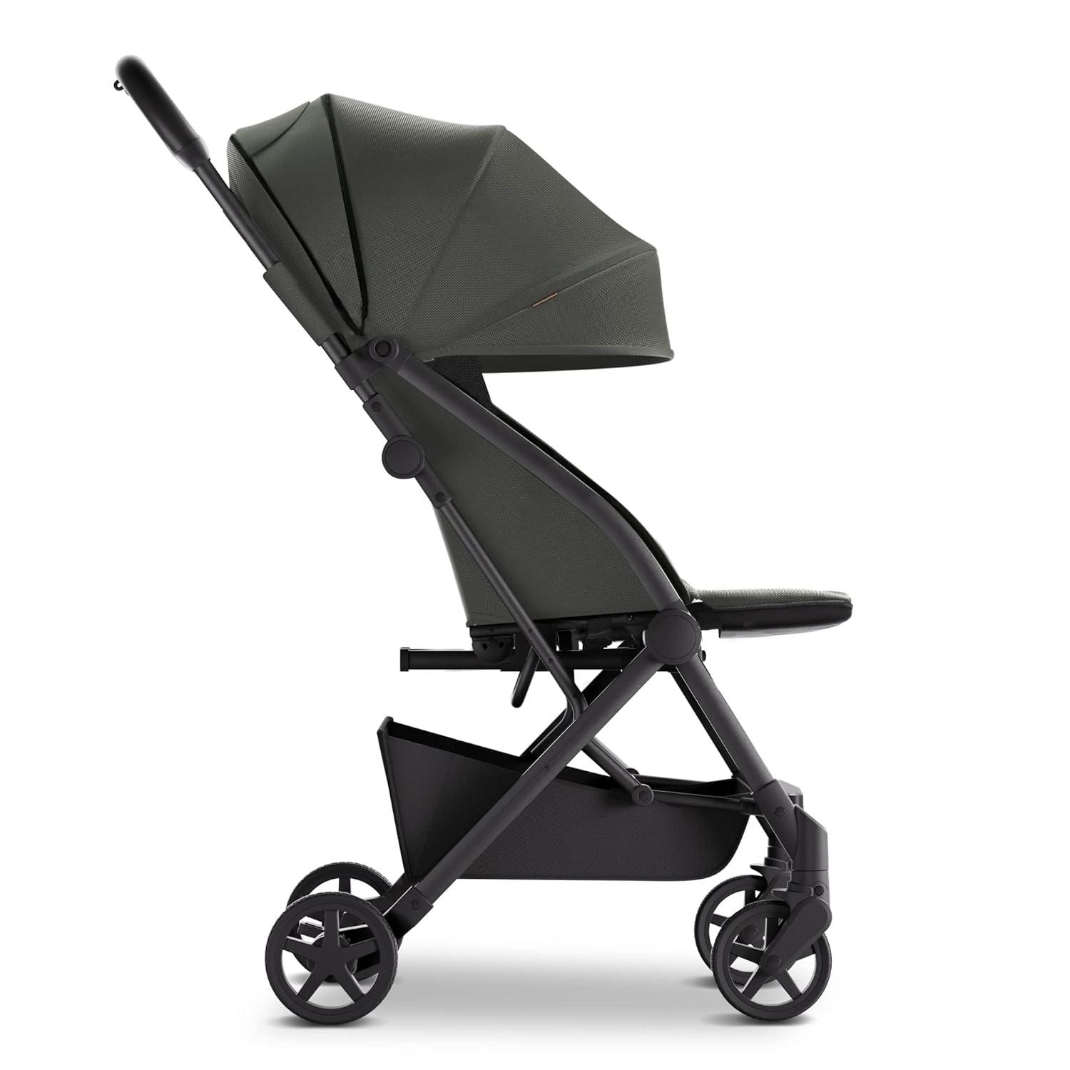 imageMompush Lithe V2 Lightweight Travel Stroller Compact Foldable Baby Stroller with Travel Bag OneHand Fold Stroller Snack Tray Mechanical Recline Seat AirplaneReady UPF 50 Canopy ampamp Rain CoverForest