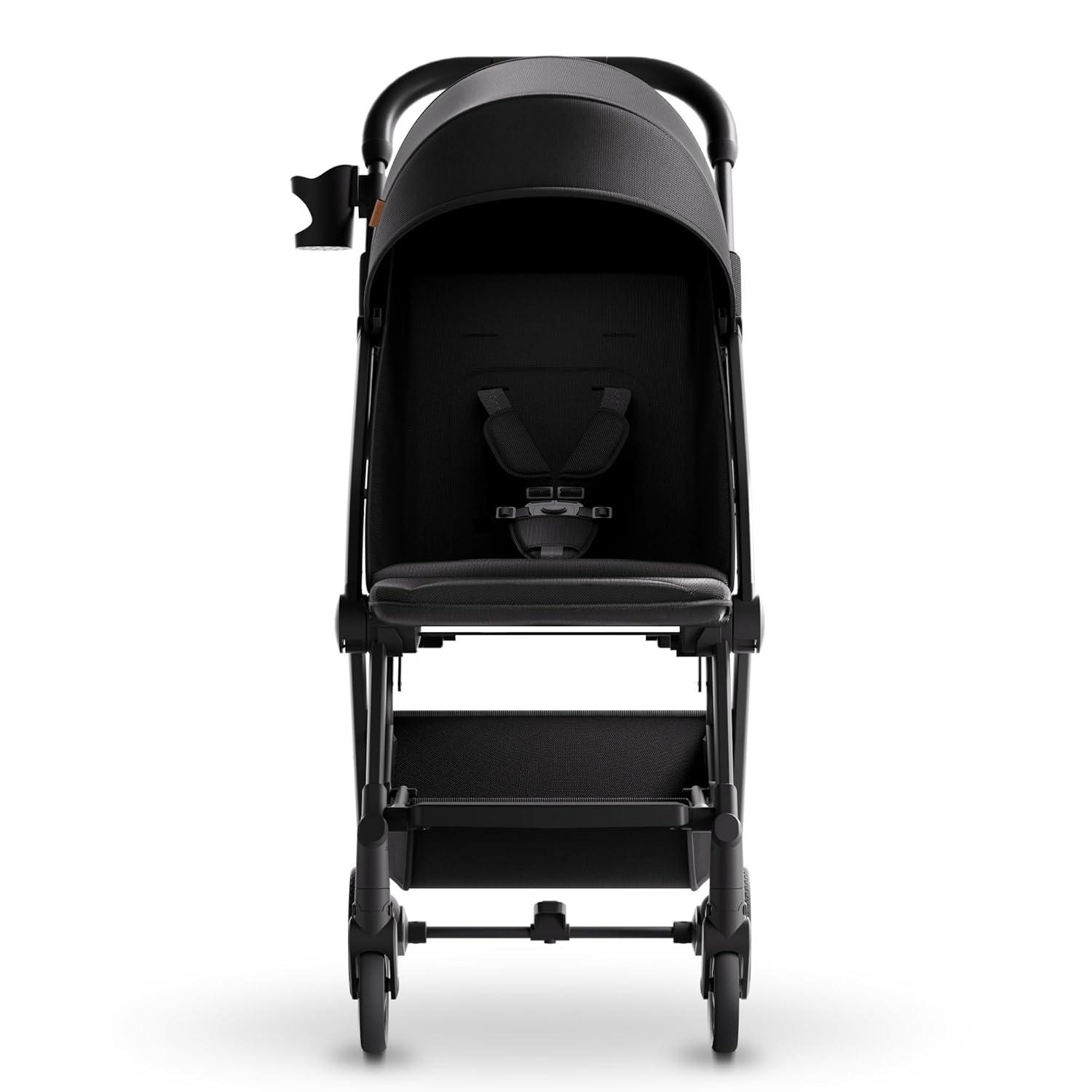 imageMompush Lithe V2 Lightweight Travel Stroller Compact Foldable Baby Stroller with Travel Bag OneHand Fold Stroller Snack Tray Mechanical Recline Seat AirplaneReady UPF 50 Canopy ampamp Rain CoverBlack