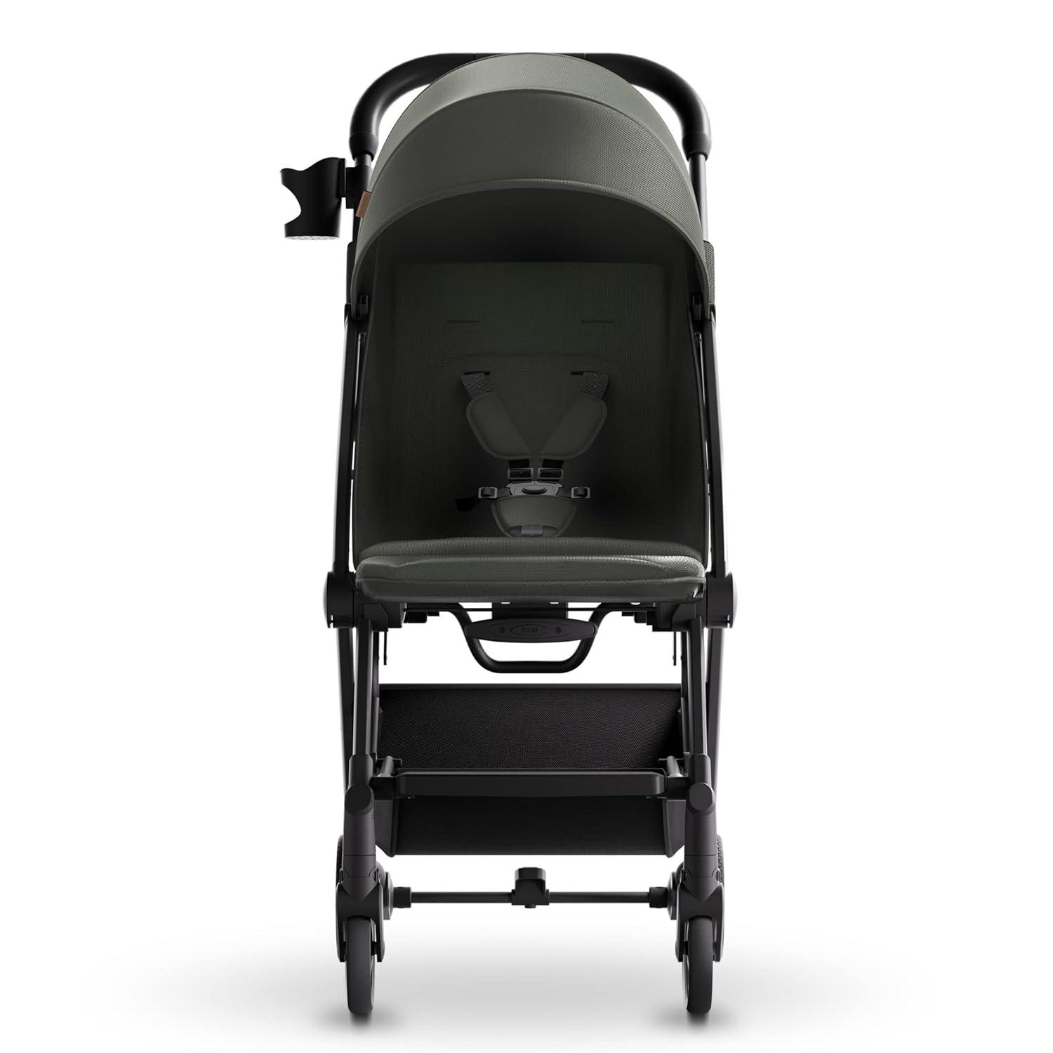 imageMompush Lithe V2 Lightweight Travel Stroller Compact Foldable Baby Stroller with Travel Bag OneHand Fold Stroller Snack Tray Mechanical Recline Seat AirplaneReady UPF 50 Canopy ampamp Rain CoverForest