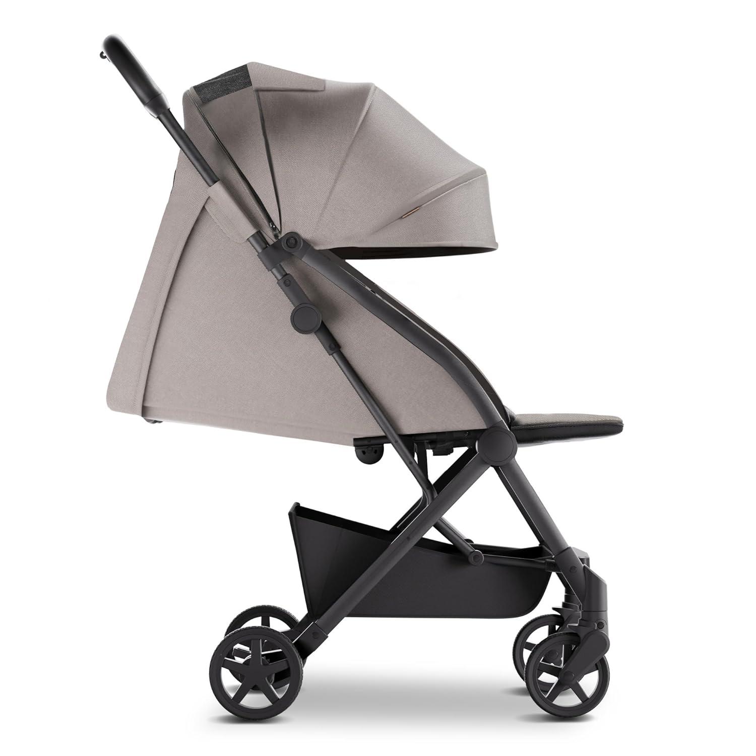 imageMompush Lithe V2 Lightweight Travel Stroller Compact Foldable Baby Stroller with Travel Bag OneHand Fold Stroller Snack Tray Mechanical Recline Seat AirplaneReady UPF 50 Canopy ampamp Rain CoverKhaki