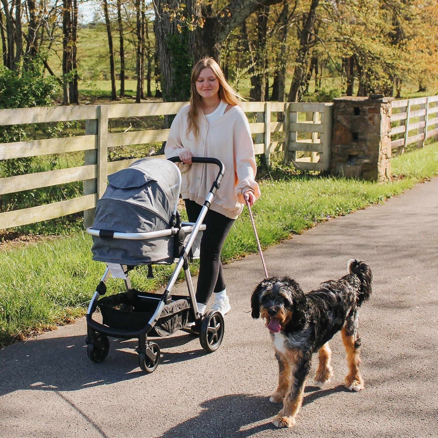 imageMompush Meteor2 Baby Stroller 2in1 with Newborn Mode Compatible with Infant Car Seat Adapter Included FullSize Bassinet Strollers for Family OutingsGrey