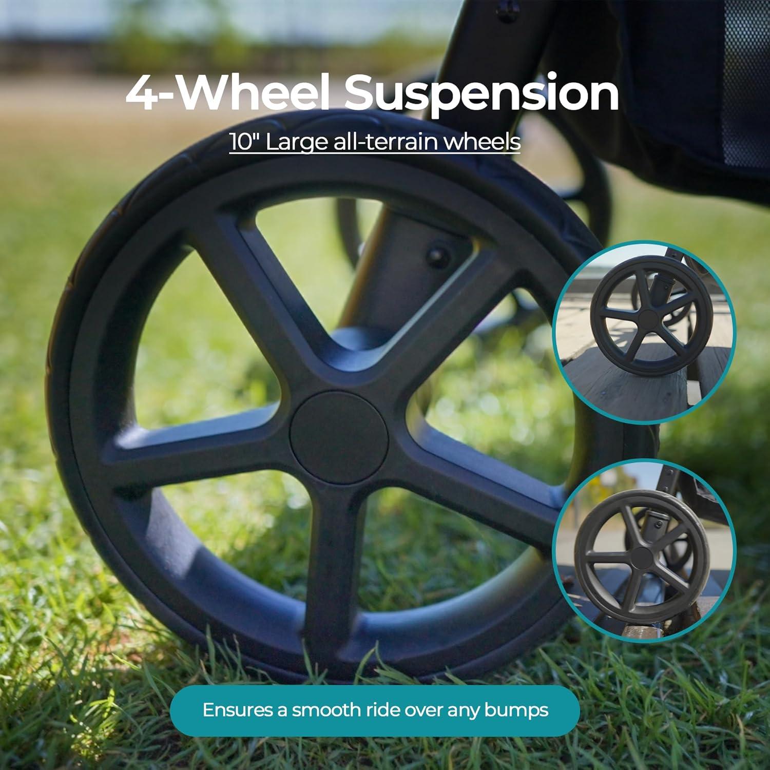 imageMompush Nova Baby Stroller for Toddler Infant ampamp Newborn  Spacious Seat ampamp LieFlat Mode  Compact OneHand Fold UPF 50 Canopy ampamp AllWheel Suspension  Includes Rain Cover ampamp Cup HolderBlack