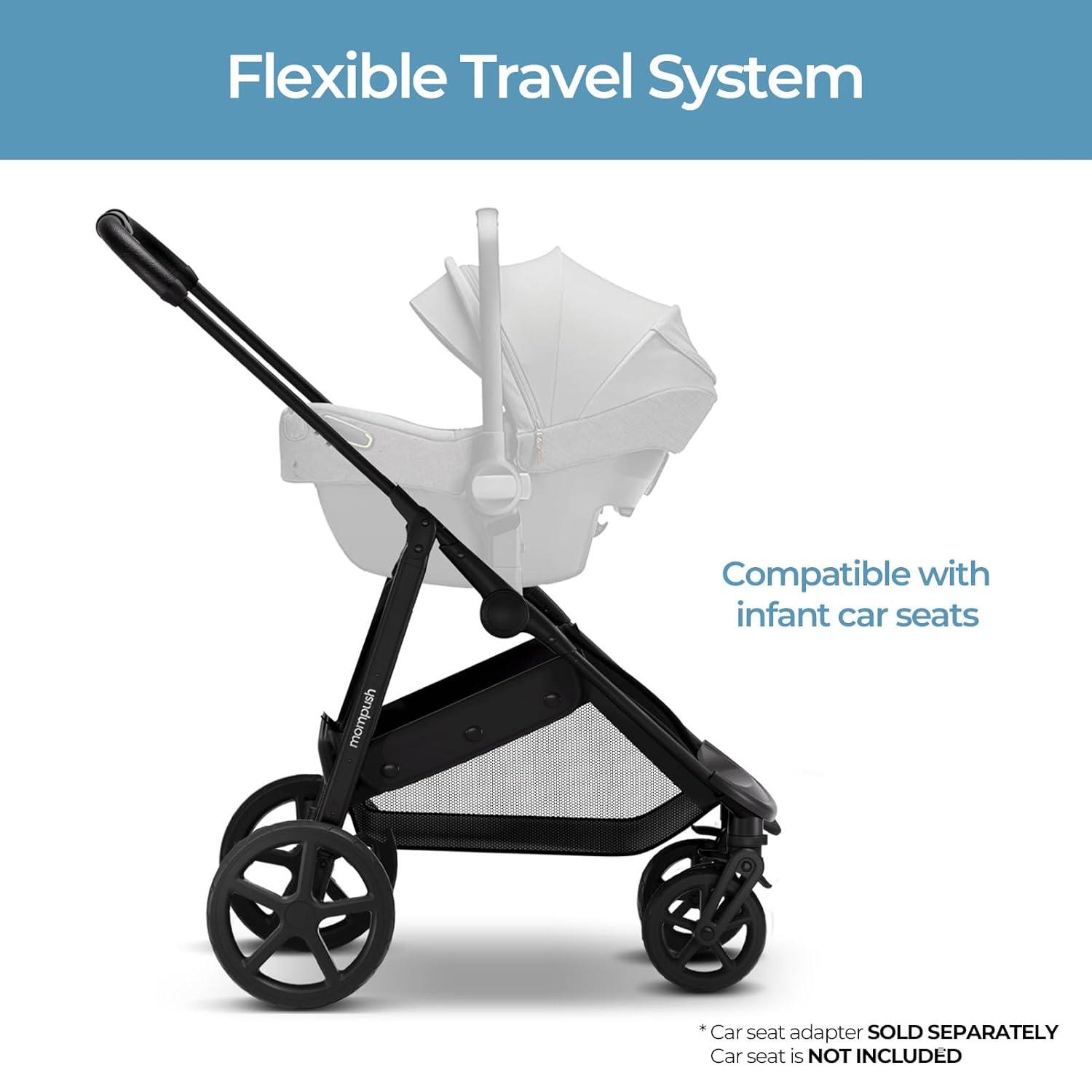 imageMompush Wiz 2 in 1 Baby Stroller with Bassinet Mode Convertible Infant Stroller for Newborn and Toddler with Reversible Seat and Large UPF 50 CanopyKhaki