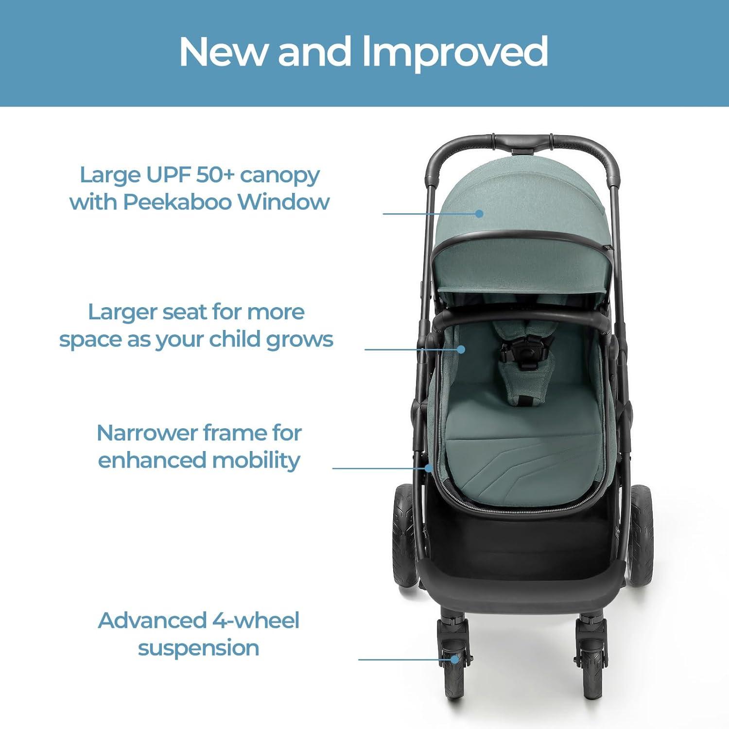 imageMompush Wiz 2 in 1 Baby Stroller with Bassinet Mode Convertible Infant Stroller for Newborn and Toddler with Reversible Seat and Large UPF 50 CanopySage