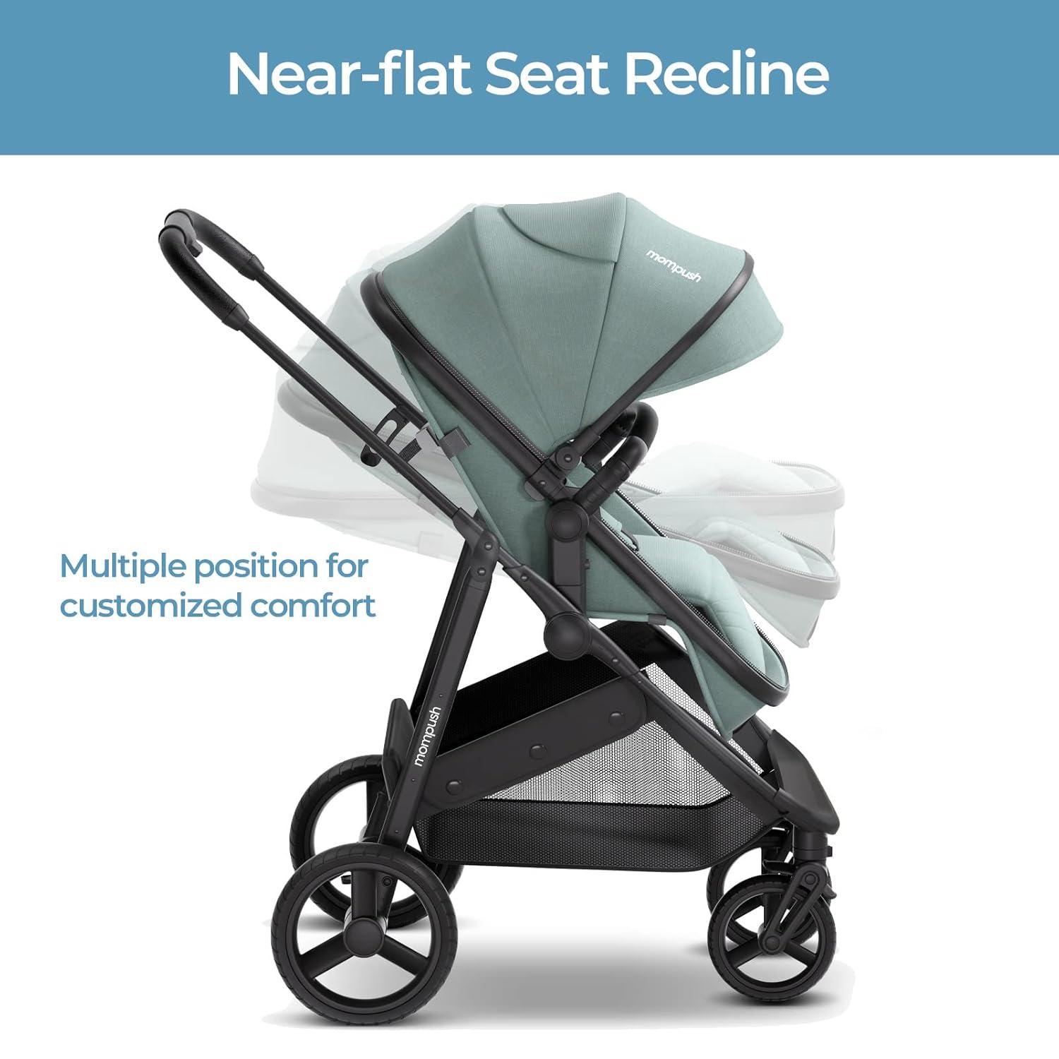 imageMompush Wiz 2 in 1 Baby Stroller with Bassinet Mode Convertible Infant Stroller for Newborn and Toddler with Reversible Seat and Large UPF 50 CanopySage
