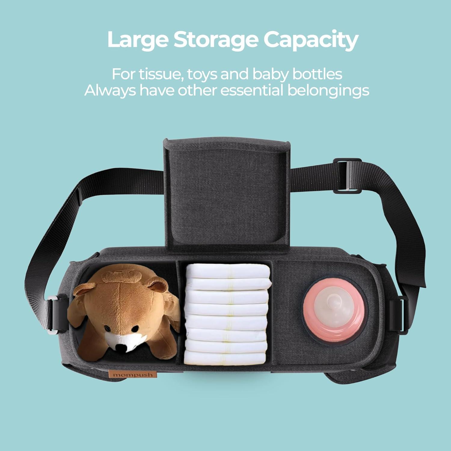 imagemompush Stroller Organizer with Shoulder Strap Large Storage Space and Cup Holder Stroller Accessories Fits for Popular StrollersRectangular
