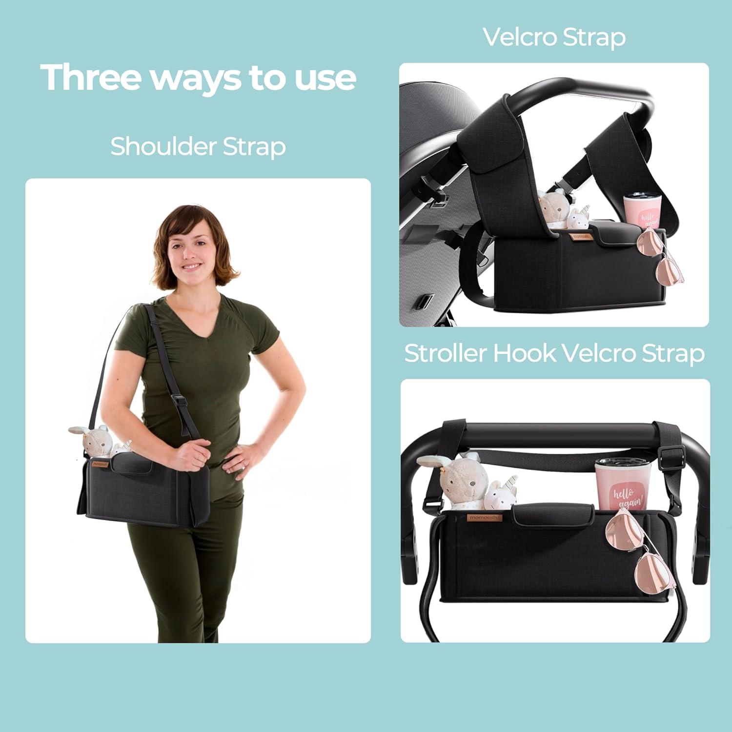 imagemompush Stroller Organizer with Shoulder Strap Large Storage Space and Cup Holder Stroller Accessories Fits for Popular StrollersRectangular