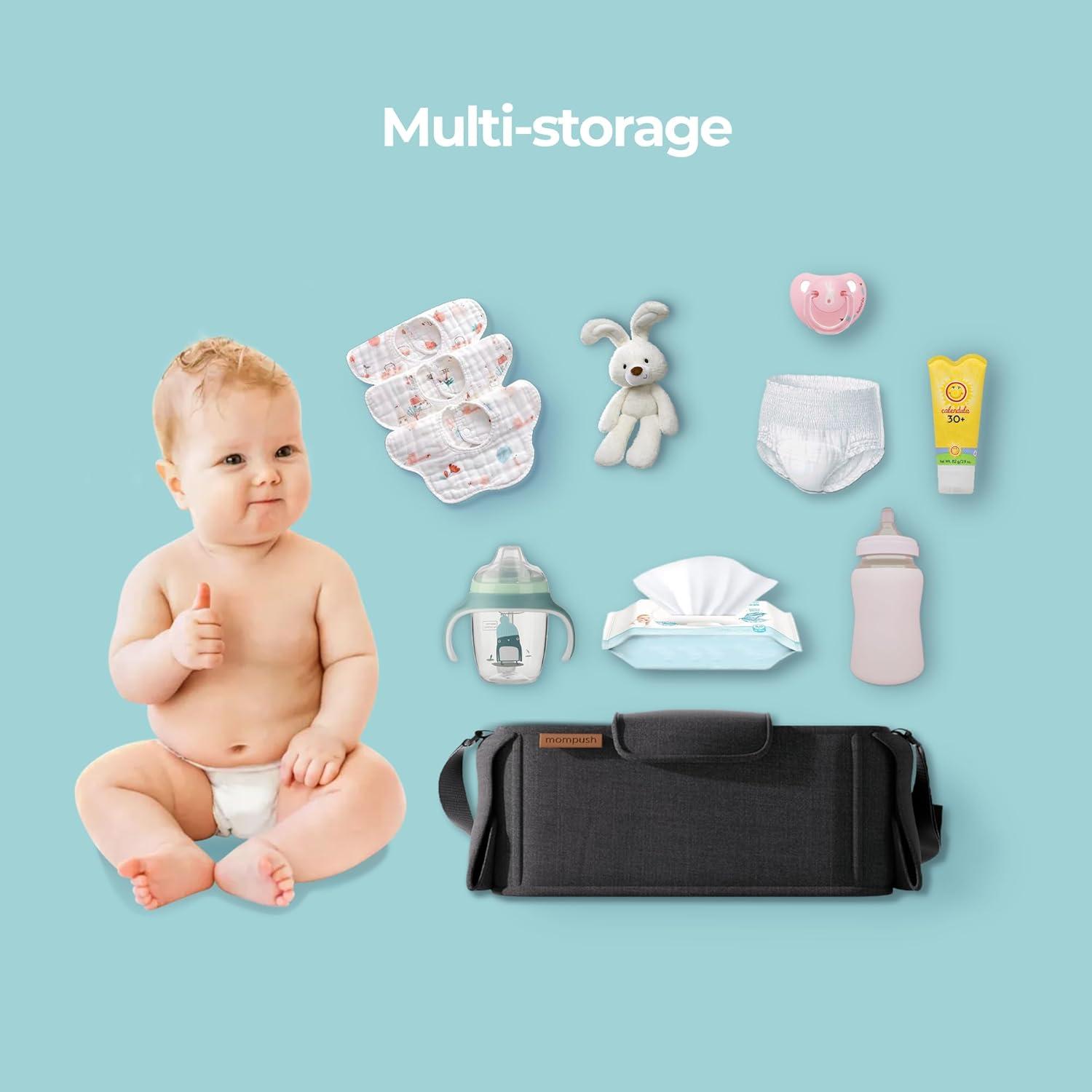 imagemompush Stroller Organizer with Shoulder Strap Large Storage Space and Cup Holder Stroller Accessories Fits for Popular StrollersRectangular