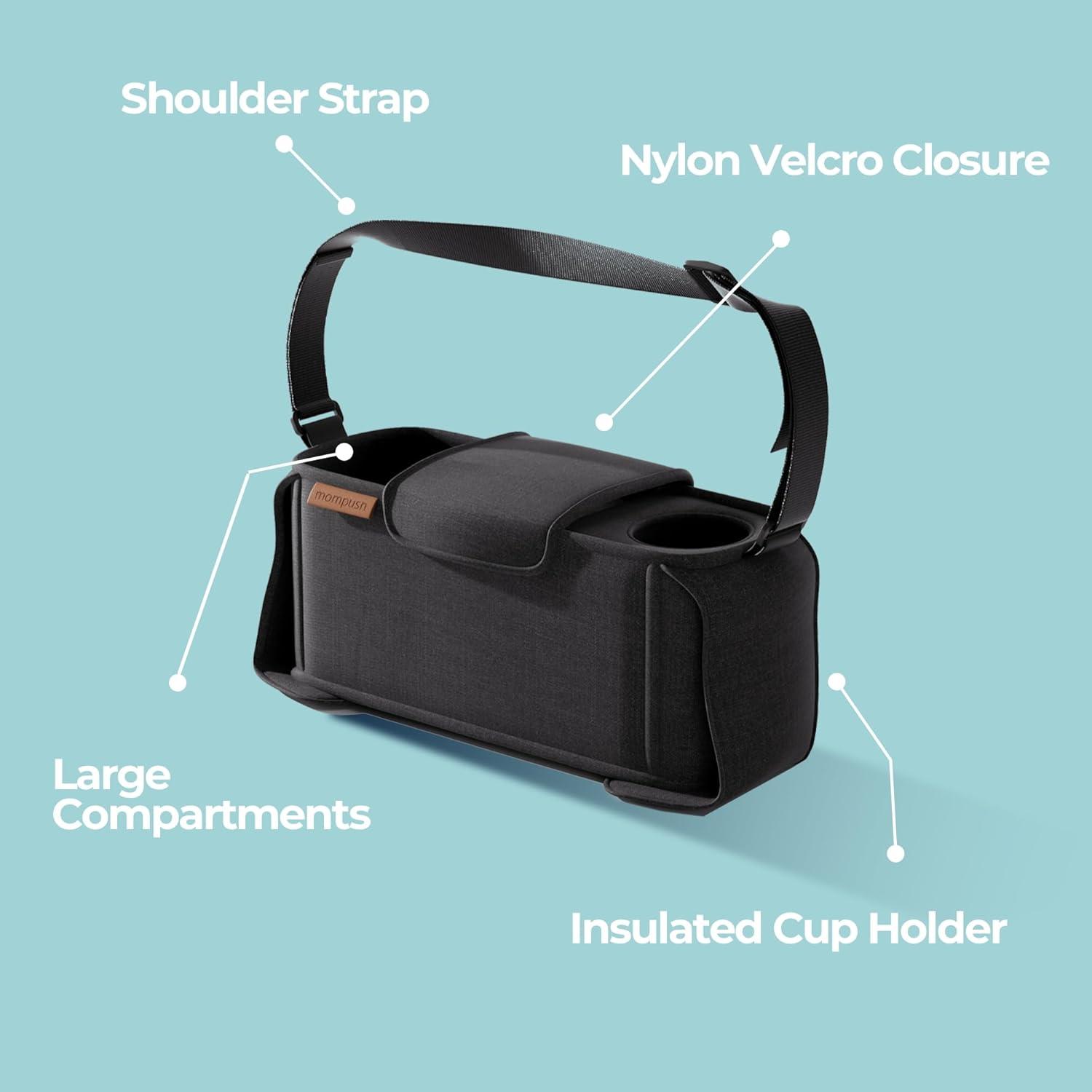 imagemompush Stroller Organizer with Shoulder Strap Large Storage Space and Cup Holder Stroller Accessories Fits for Popular StrollersRectangular