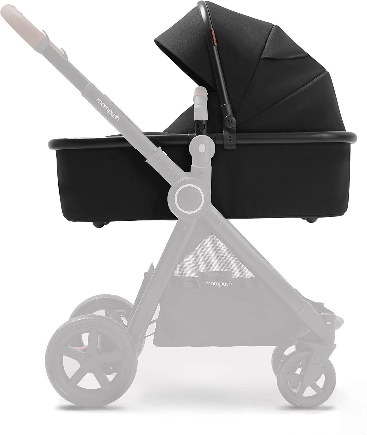 imagemompush Ultimate2 Bassinet Newborn Stroller Accessory Optimal Comfort ampamp Extended Sunhood from Birth to 6 MonthsBlack