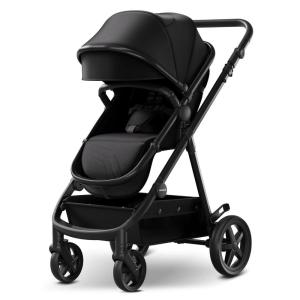 Mompush Meteor2 Baby Stroller 2-in-1 with Newborn Mode, Compatible with Infant Car Seat Adapter Included, Full-Size Bassinet Strollers for Family Outings(Black)