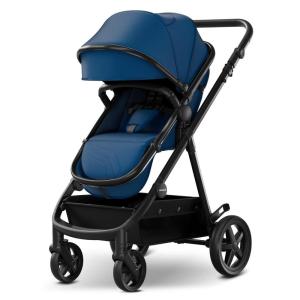 Mompush Meteor2 Baby Stroller 2-in-1 with Newborn Mode, Compatible with Infant Car Seat Adapter Included, Full-Size Bassinet Strollers for Family Outings(Navy Blue)