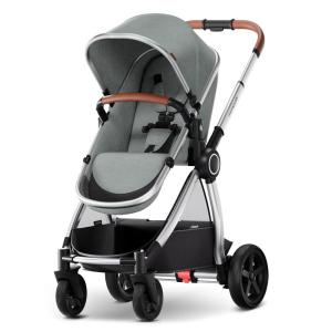 Mompush Ultimate2 Baby Stroller, Premium Convertible Full-Size Stroller for Toddler, Reversible Seat with One Hand Recline Adjustment, Car Seat Adapter Included(Grey)