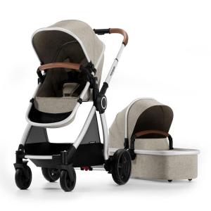 Mompush Ultimate2 Baby Stroller, Premium Convertible Full-Size Stroller for Toddler, Reversible Seat with One Hand Recline Adjustment, Car Seat Adapter Included(Khaki)