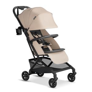 Mompush Velo Lightweight Travel Stroller, Compact & Airplane-Friendly for Baby and Toddler, Lie-Flat Seat, One-Hand Fold, with Leather Bumper Bar, Shoulder Strap, Raincover, Storage Bag & Cup Holder(Chalk Beige)