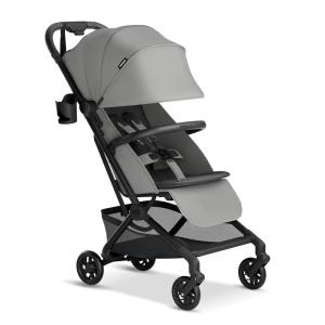 Mompush Velo Lightweight Travel Stroller, Compact & Airplane-Friendly for Baby and Toddler, Lie-Flat Seat, One-Hand Fold, with Leather Bumper Bar, Shoulder Strap, Raincover, Storage Bag & Cup Holder(Stellar Gray)