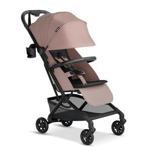 Mompush Velo Lightweight Travel Stroller, Compact & Airplane-Friendly for Baby and Toddler, Lie-Flat Seat, One-Hand Fold, with Leather Bumper Bar, Shoulder Strap, Raincover, Storage Bag & Cup Holder(Mirage Pink)